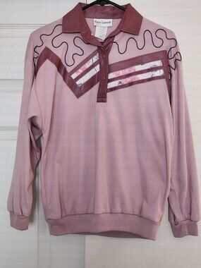 Vintage Pierre Lamonte Pullover Dusty Pink Chevron Sz Small
